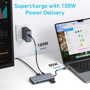 SAMKE 7-in-1 USB-C Hub, Dual Monitor USB C Docking Station