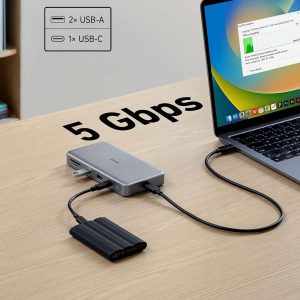 SAMKE USB-C Hub (10-in-1, Dual 4K HDMI)